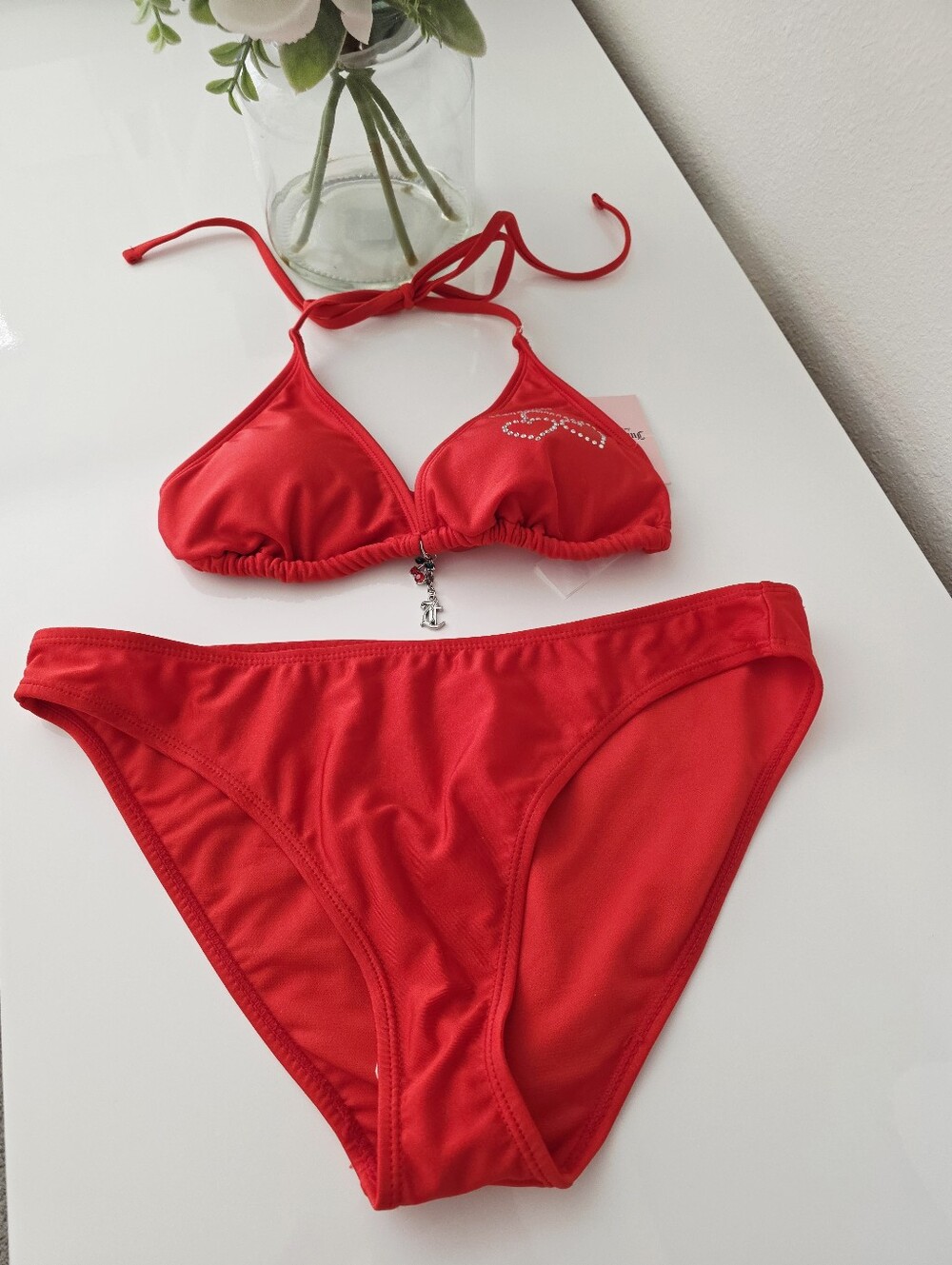 JUICY COUTURE🍒 Double Charm Dangle Triangle Bikini Set SIZE L